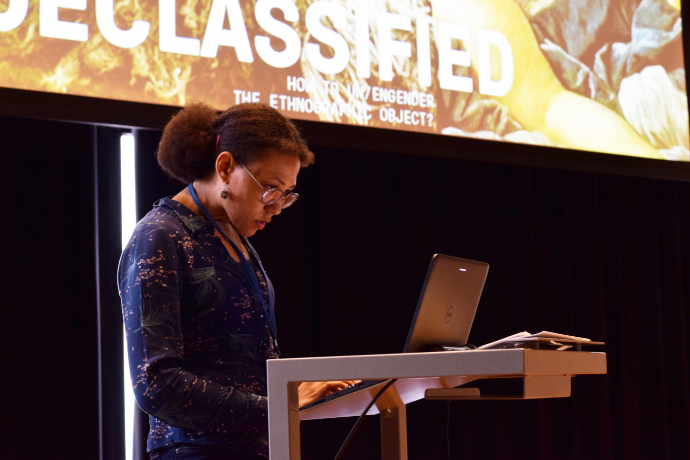 Wonu Veys during the Symposium: Declassified - How to Un/Engender the Ethnographic Object? (24 june 2017) Tropenmuseum / Framer Framed