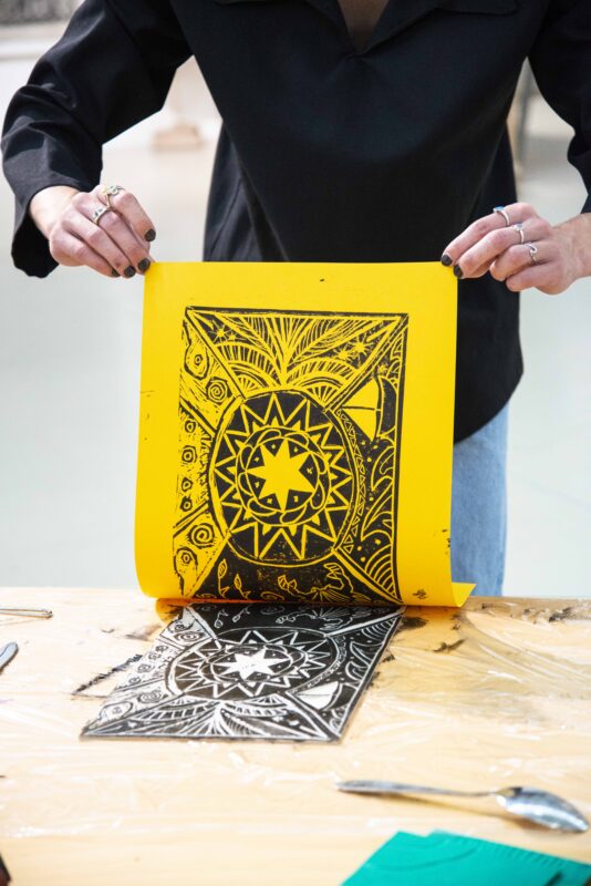 Linocut Printmaking Workshop - Photo by Bora Sekerci