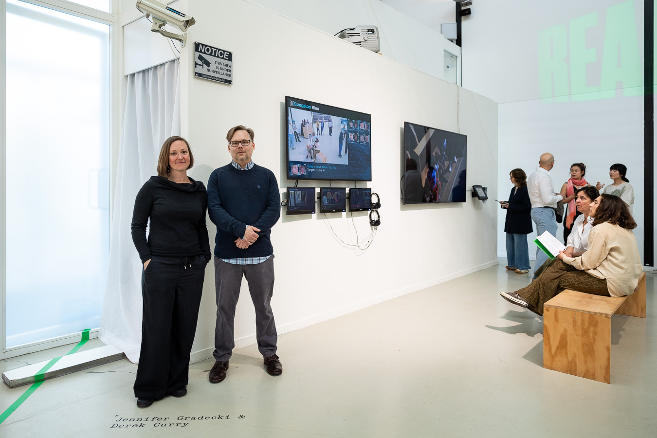 Jennifer Gradecki & Derek Curry in Really? Art and Knowledge in Time of Crisis at Framer Framed, 2024. Photo by Maarten Nauw