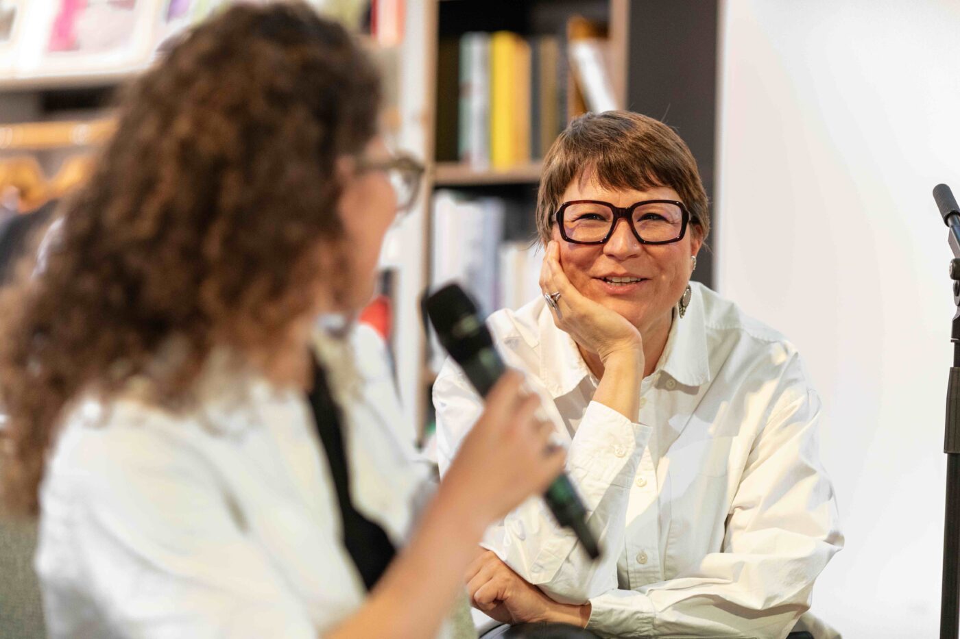 Canan Marasligil during the Book Presentation: Archival Textures – (Re)claiming (2024). Photo: Marlise Steeman / Framer Framed