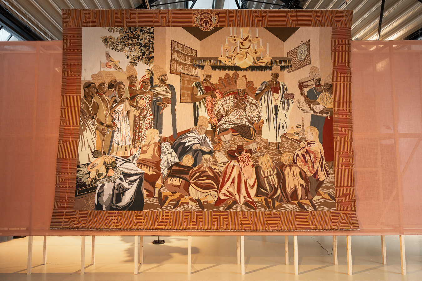 Rethreaded Indies (2025) by Sammy Baloji and Cécile Fromont from the exhibition Shapeshifters: On Wounds, Wonders and Transformation (2025) at Framer Framed, Amsterdam. Photo: © Maarten Nauw / Framer Framed.