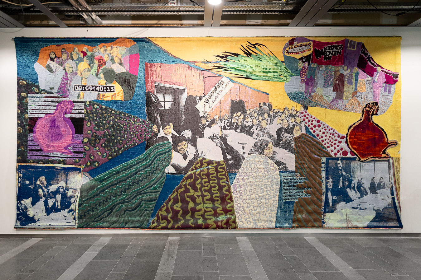 belit sag, 'Weaving Solidarity' (2025). Tapestry  7m x 3.5m