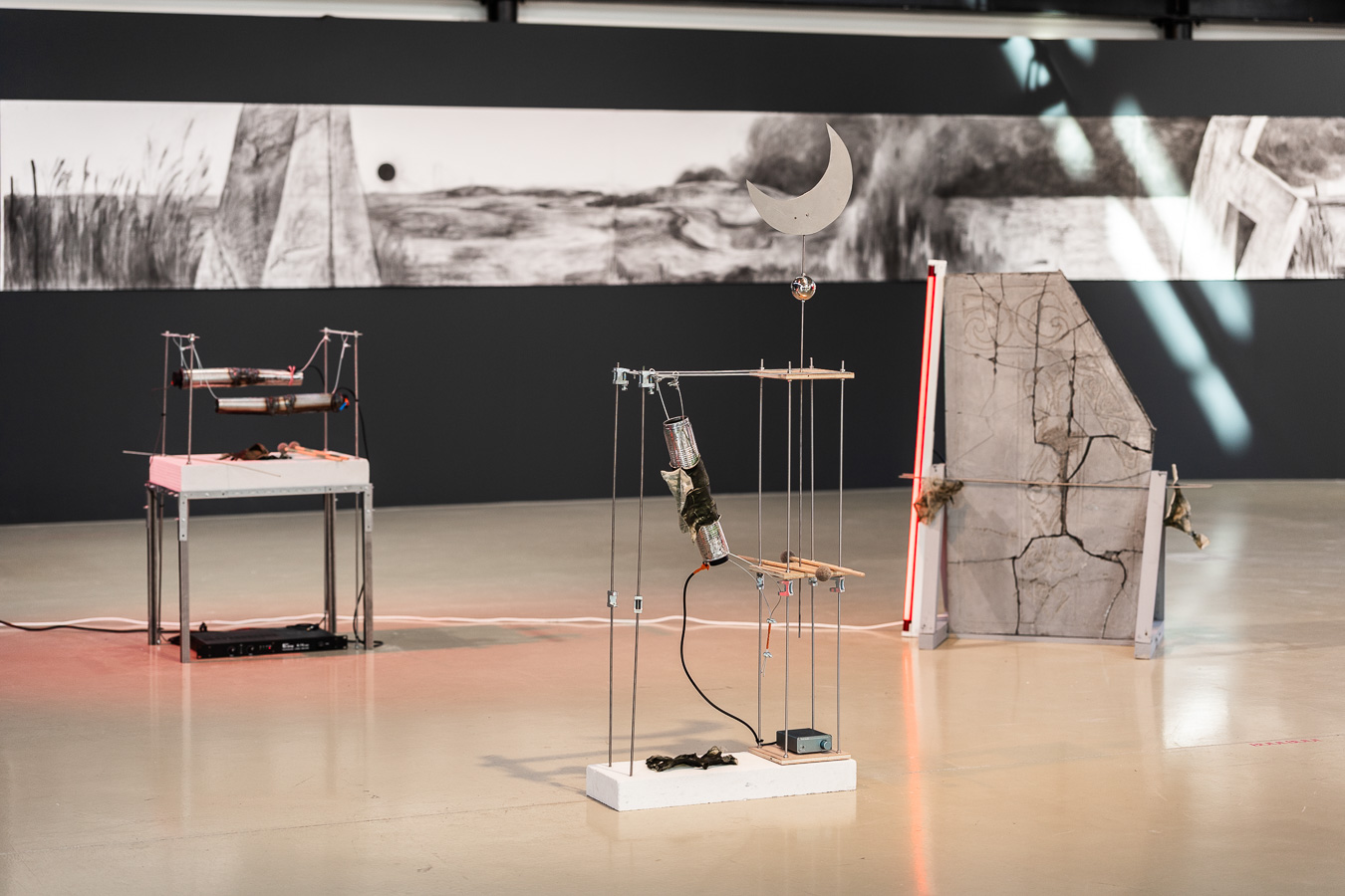 Installation photo of Between Fires – Irradiated Imaginations & Anti-Nuclear Solidarities (2026) at Framer Framed, Amsterdam. Photo: © Maarten Nauw / Framer Framed